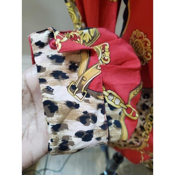 Color Fx Womens Multicolor 100% Silk Collared Long Sleeve Button Down Shirt L - Picture 3 of 13